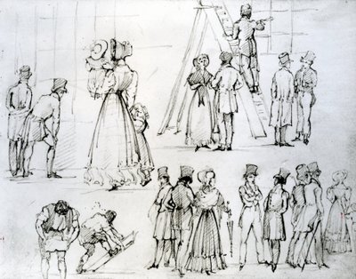 Street Scene with a Window Cleaner by George the Elder Scharf